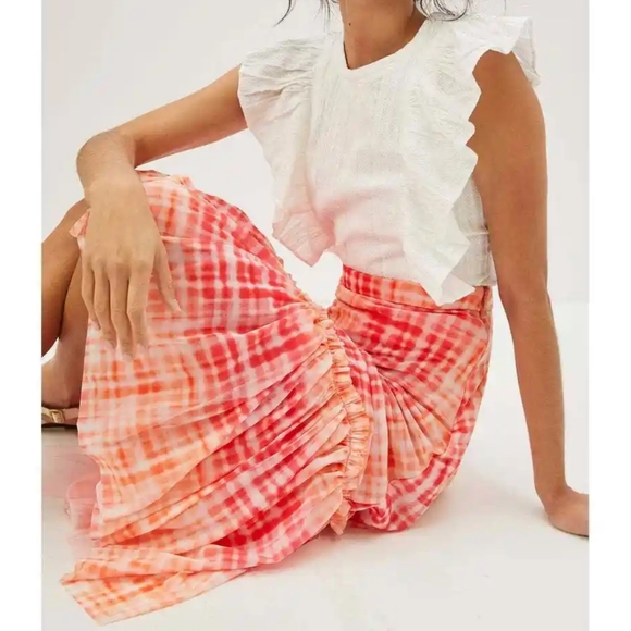 🎀NWT🎀 Eva Franco Kym Flounced Midi Skirt - Picture 2 of 5